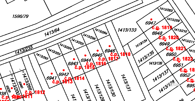 Beroun-Město 1817, Beroun na parcele st. 6945 v KÚ Beroun, Katastrální mapa