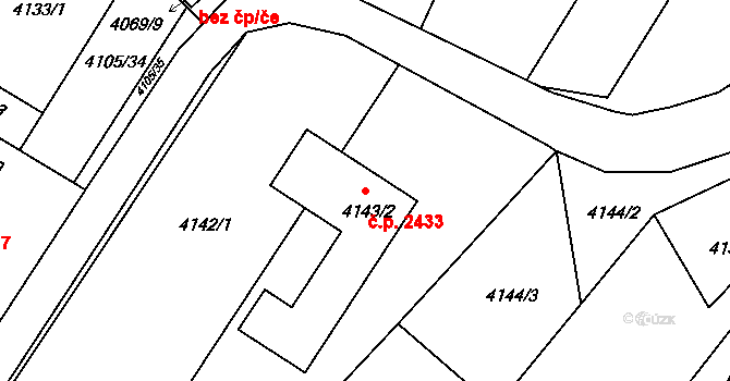 Boskovice 2433 na parcele st. 4143/2 v KÚ Boskovice, Katastrální mapa