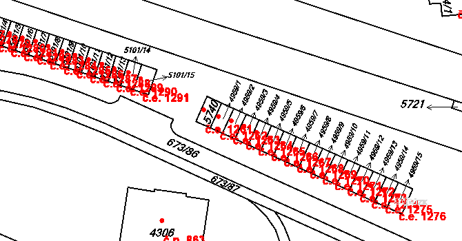 Zlín 1263 na parcele st. 4959/2 v KÚ Zlín, Katastrální mapa