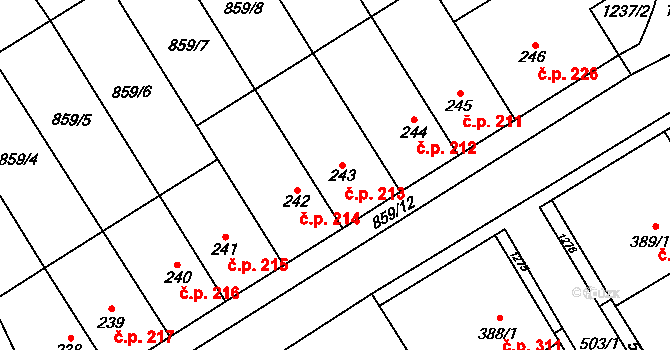 Svratka 213 na parcele st. 243 v KÚ Svratka, Katastrální mapa