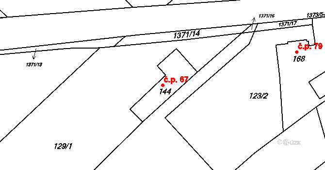 Lipina 67, Valašské Klobouky na parcele st. 144 v KÚ Lipina, Katastrální mapa