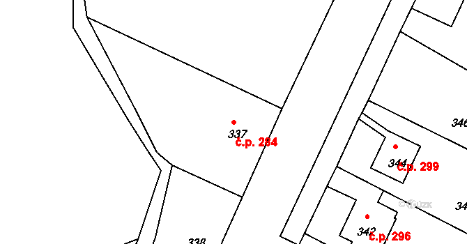 Chřibská 284 na parcele st. 337 v KÚ Chřibská, Katastrální mapa