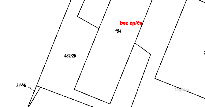 Uničov 40882870 na parcele st. 194 v KÚ Střelice u Litovle, Katastrální mapa