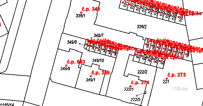 Mariánské Lázně 44672870 na parcele st. 349/4 v KÚ Mariánské Lázně, Katastrální mapa