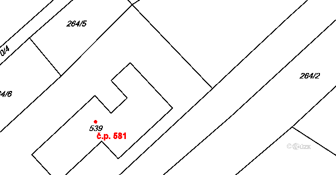 Kopřivnice 44840870 na parcele st. 264/1 v KÚ Drnholec nad Lubinou, Katastrální mapa