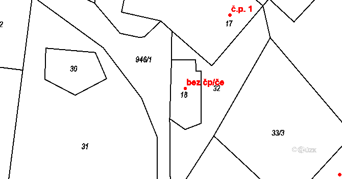 Sedlec-Prčice 45372870 na parcele st. 18 v KÚ Divišovice, Katastrální mapa