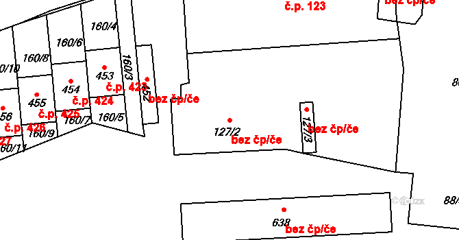 Nové Město nad Metují 46506870 na parcele st. 127/2 v KÚ Krčín, Katastrální mapa
