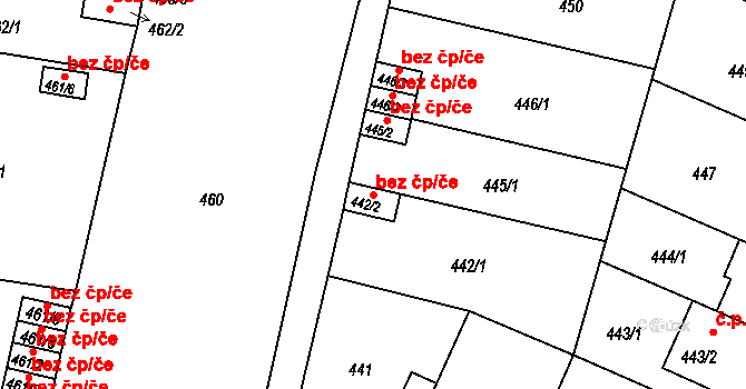 České Budějovice 46894870 na parcele st. 442/2 v KÚ České Budějovice 5, Katastrální mapa