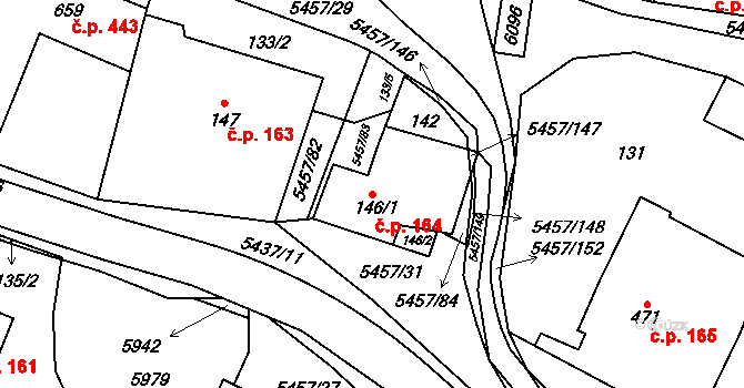 Polešovice 164 na parcele st. 146/1 v KÚ Polešovice, Katastrální mapa