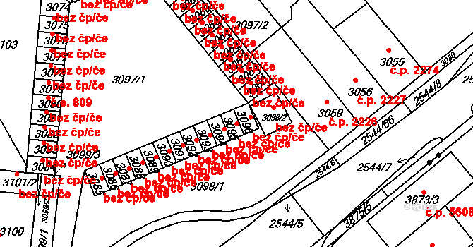 Chomutov 49521870 na parcele st. 3095 v KÚ Chomutov II, Katastrální mapa