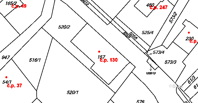 Orlice 130, Letohrad na parcele st. 157/1 v KÚ Orlice, Katastrální mapa