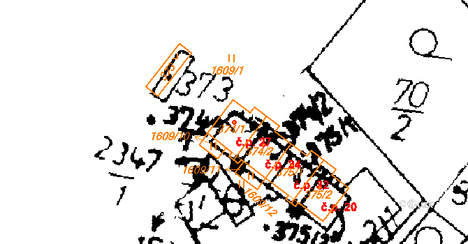 Merboltice 27 na parcele st. 374/1 v KÚ Merboltice, Katastrální mapa