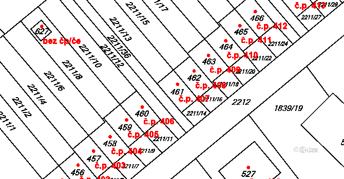 Lichnov 407 na parcele st. 461 v KÚ Lichnov u Nového Jičína, Katastrální mapa