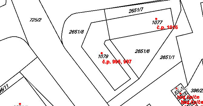 Humpolec 996,997 na parcele st. 1079 v KÚ Humpolec, Katastrální mapa