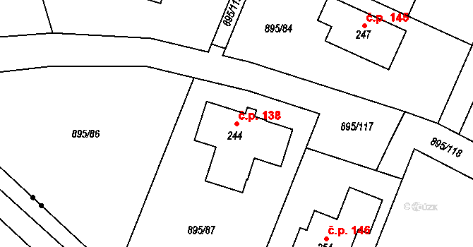 Vimperk III 138, Vimperk na parcele st. 244 v KÚ Boubská, Katastrální mapa