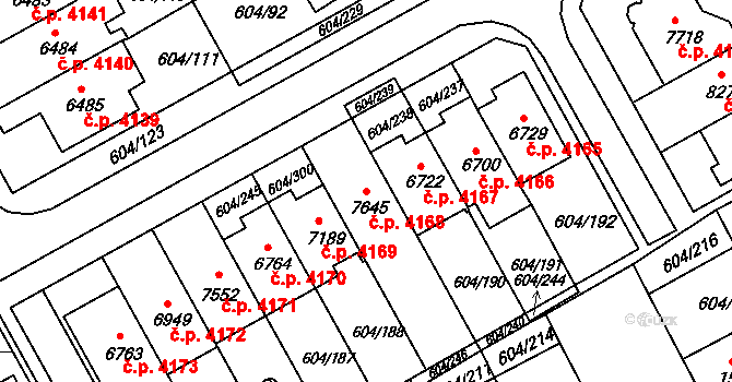 Kroměříž 4168 na parcele st. 7645 v KÚ Kroměříž, Katastrální mapa