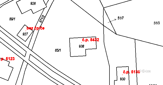 Kokonín 5432, Jablonec nad Nisou na parcele st. 938 v KÚ Kokonín, Katastrální mapa