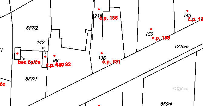 Mantov 131, Chotěšov na parcele st. 136 v KÚ Mantov, Katastrální mapa