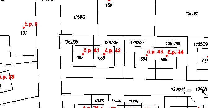 Veselka 42, Olbramovice na parcele st. 583 v KÚ Olbramovice u Votic, Katastrální mapa