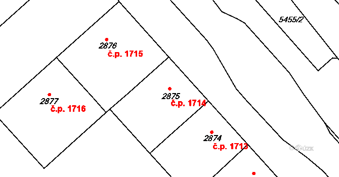 Znojmo 1714 na parcele st. 2875 v KÚ Znojmo-město, Katastrální mapa