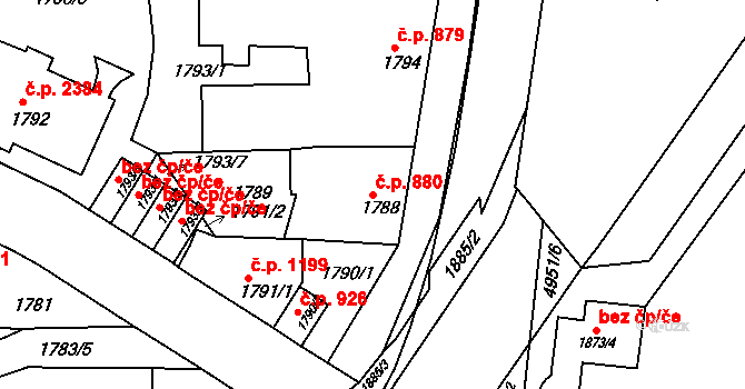 Přerov I-Město 880, Přerov na parcele st. 1788 v KÚ Přerov, Katastrální mapa