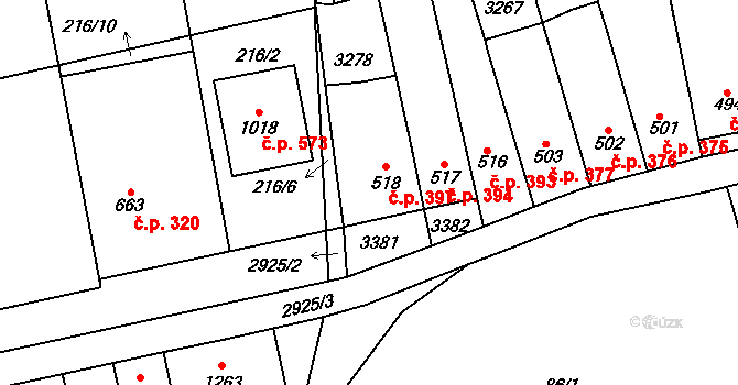 Tovačov I-Město 397, Tovačov na parcele st. 518 v KÚ Tovačov, Katastrální mapa