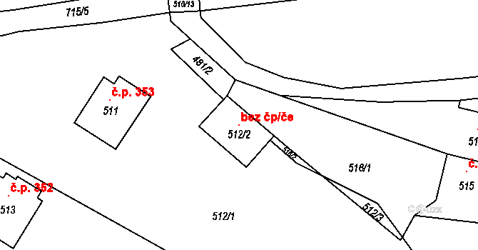 Zlín 115260871 na parcele st. 512/2 v KÚ Štípa, Katastrální mapa