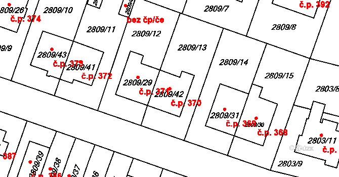 Nosálovice 370, Vyškov na parcele st. 2809/42 v KÚ Vyškov, Katastrální mapa