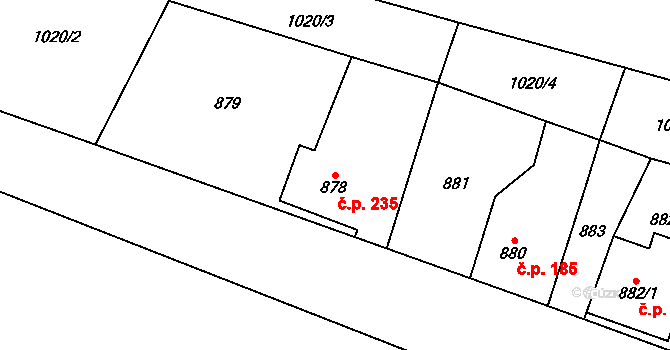 Krmelín 235 na parcele st. 878 v KÚ Krmelín, Katastrální mapa
