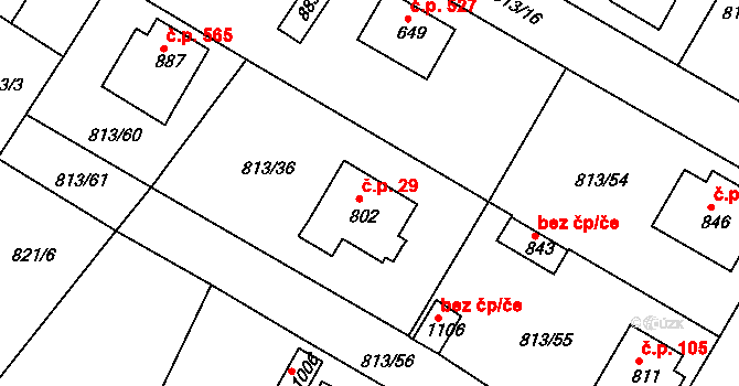 Hejnice 29 na parcele st. 802 v KÚ Hejnice, Katastrální mapa