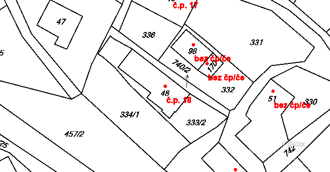 Javorník 18, Proseč pod Ještědem na parcele st. 48 v KÚ Javorník u Českého Dubu, Katastrální mapa