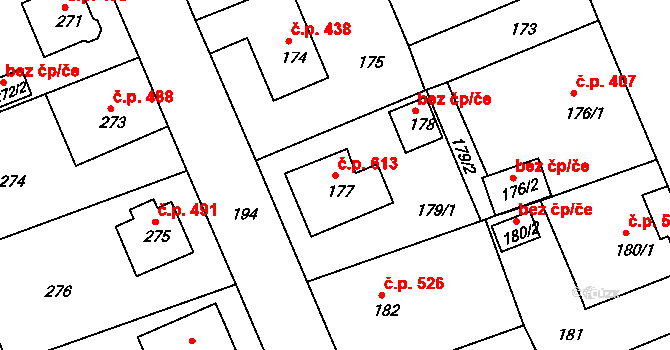 Hrádek nad Nisou 613 na parcele st. 177 v KÚ Hrádek nad Nisou, Katastrální mapa