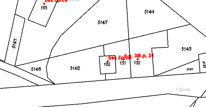 Rváčov 30, Lomnice nad Popelkou na parcele st. 151 v KÚ Rváčov, Katastrální mapa
