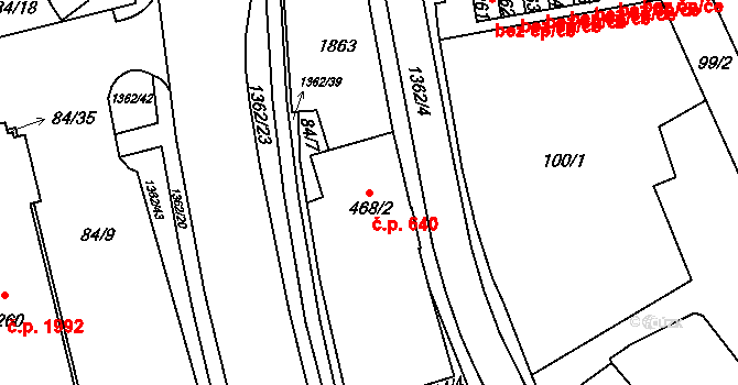 Blansko 640 na parcele st. 468/2 v KÚ Blansko, Katastrální mapa