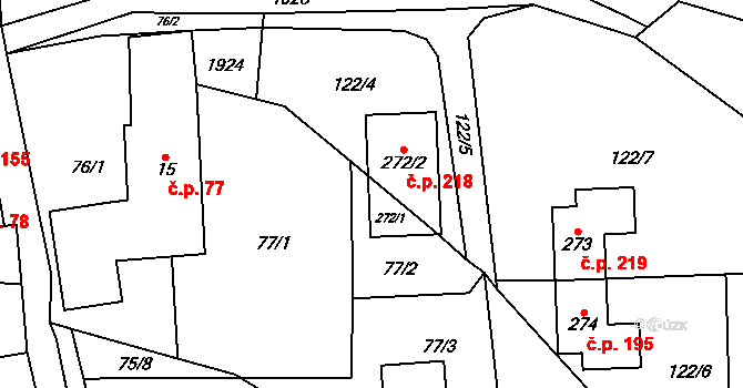 Adolfovice 218, Bělá pod Pradědem na parcele st. 272/2 v KÚ Adolfovice, Katastrální mapa