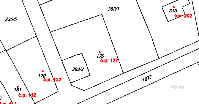Štarnov 127 na parcele st. 175 v KÚ Štarnov, Katastrální mapa