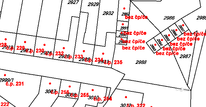 Mimoň I 235, Mimoň na parcele st. 2931 v KÚ Mimoň, Katastrální mapa