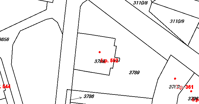 Mimoň I 552, Mimoň na parcele st. 3788 v KÚ Mimoň, Katastrální mapa