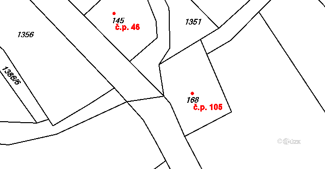 Bítouchov 105, Semily na parcele st. 168 v KÚ Bítouchov u Semil, Katastrální mapa
