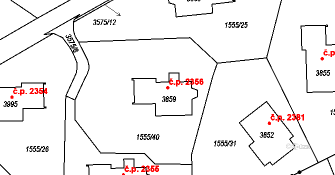 Rožnov pod Radhoštěm 2356 na parcele st. 3859 v KÚ Rožnov pod Radhoštěm, Katastrální mapa