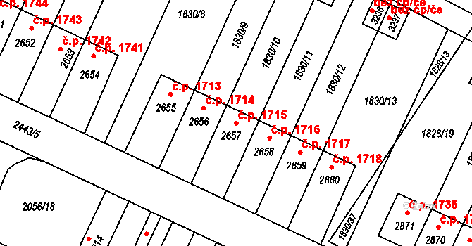 Hořice 1715 na parcele st. 2657 v KÚ Hořice v Podkrkonoší, Katastrální mapa