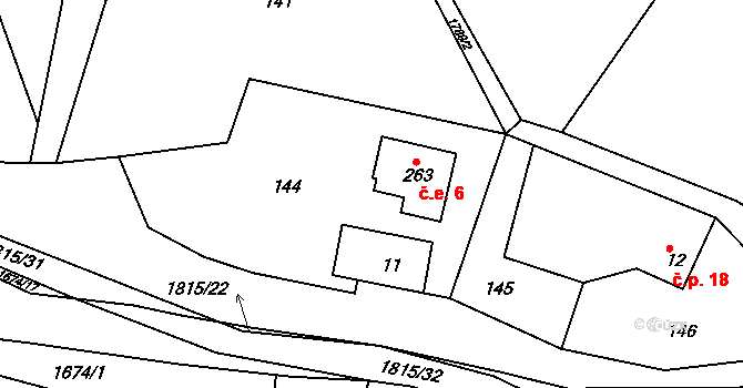 Dolní Heřmanice 6, Horní Heřmanice na parcele st. 263 v KÚ Dolní Heřmanice v Čechách, Katastrální mapa