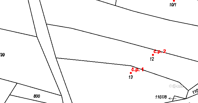 Střítež 2, Litochovice na parcele st. 12 v KÚ Střítež u Volyně, Katastrální mapa