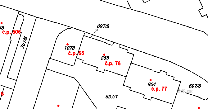 Strakonice II 76, Strakonice na parcele st. 865 v KÚ Nové Strakonice, Katastrální mapa