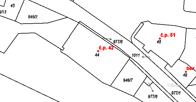 Chlístov 42 na parcele st. 44 v KÚ Chlístov u Rokytnice nad Rokytnou, Katastrální mapa