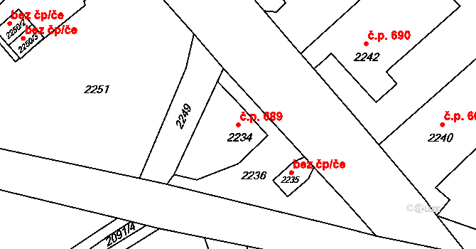 Skřečoň 689, Bohumín na parcele st. 2234 v KÚ Skřečoň, Katastrální mapa