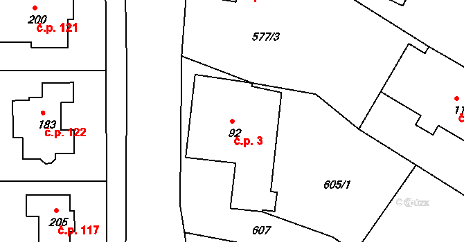 Javorník 3 na parcele st. 92 v KÚ Javorník u Svitav, Katastrální mapa