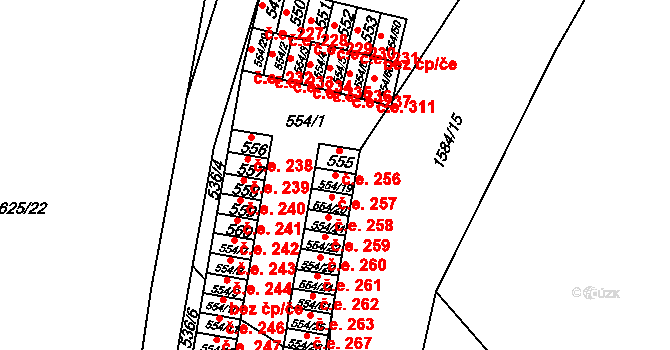 Postoloprty 257 na parcele st. 554/19 v KÚ Postoloprty, Katastrální mapa
