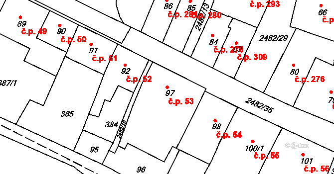 Česká Kamenice 53 na parcele st. 97 v KÚ Česká Kamenice, Katastrální mapa