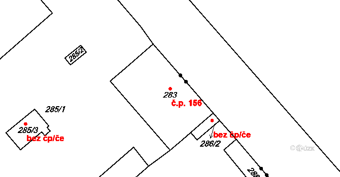 Prosetice 156, Teplice na parcele st. 283 v KÚ Prosetice, Katastrální mapa